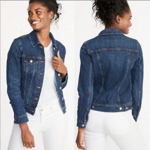 Old Navy Dark dark worn denim trucker jacket Large